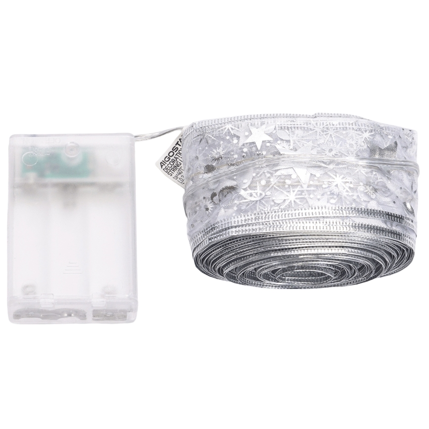 Aigostar - LED γιρλάντα 100xLED/3xAA 10 m θερμό λευκό ασημί