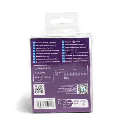 Aigostar - Γιρλάντα LED 20xLED/3xAA 3,3m νιφάδες χιονιού