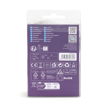 Aigostar - Γιρλάντα LED 50xLED/3xAA 5,3m ζεστό λευκό