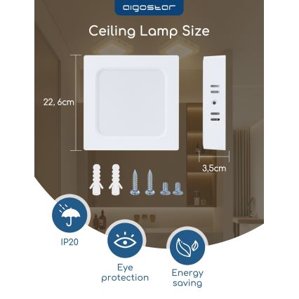 Aigostar - Επιφανειακό φωτιστικό οροφής LED/18W/230V 3000K 22,6x22,6 cm λευκό