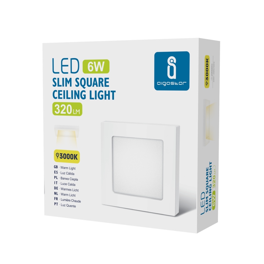 Aigostar - Επιφανειακό φωτιστικό οροφής LED/6W/230V 3000K 12,2x12,2 cm λευκό