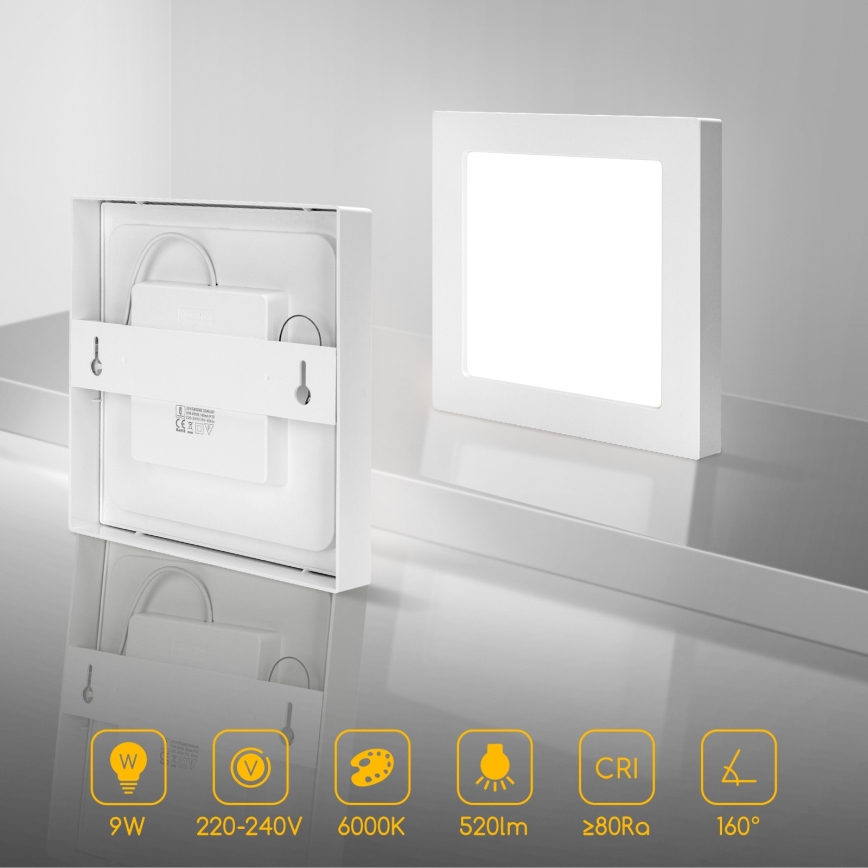 Aigostar - Επιφανειακό φωτιστικό οροφής LED/9W/230V 6000K 12,2x12,2 cm λευκό