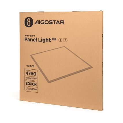 Aigostar - Επιφανειακό πάνελ LED/28W/230V High Efficiency UGR19 3000K 59,5x59,5 cm