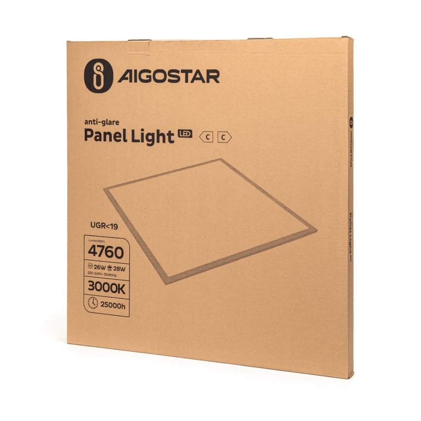 Aigostar - Επιφανειακό πάνελ LED/28W/230V High Efficiency UGR19 3000K 59,5x59,5 cm