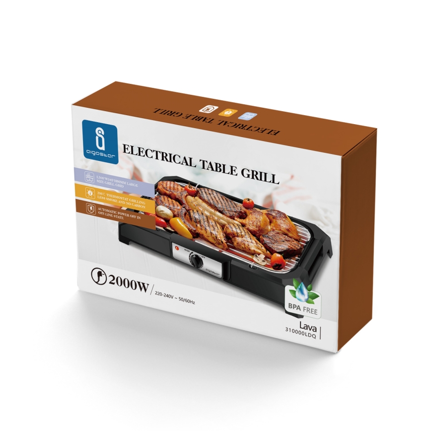 Aigostar - Επιτραπέζια ηλεκτρική ψησταριά 2000W/230V