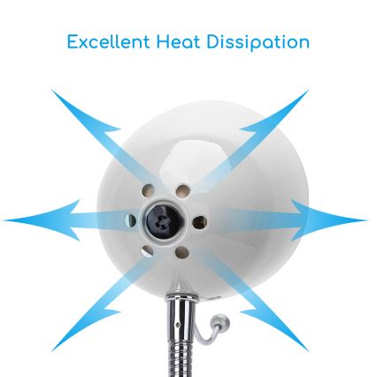 Aigostar - Επιτραπέζιο φωτιστικό με κλιπ 1xE27/11W/230V λευκό/γυαλιστερό χρώμιο