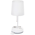 Aigostar - Επιτραπέζιο φωτιστικό με ενσωματωμένες πρίζες 1xE27/60W/230V λευκό