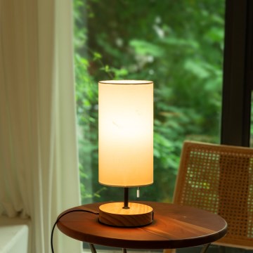 Aigostar - Επιτραπέζιο φωτιστικό με θύρα USB 1xE27/40W/230V μπεζ