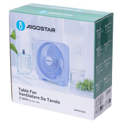 Aigostar - Επιτραπέζιος ανεμιστήρας 30W/230V μπλε