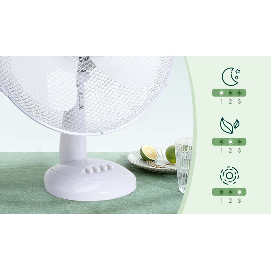 Aigostar - Επιτραπέζιος ανεμιστήρας 50W/230V λευκός