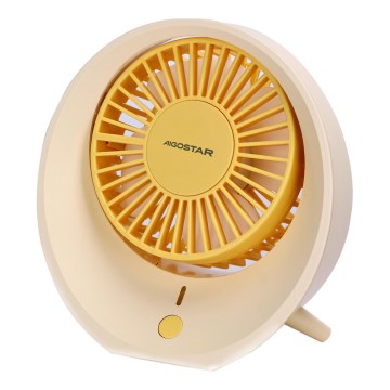 Aigostar - Επιτραπέζιος επαναφορτιζόμενος ανεμιστήρας 3W/5V 1200mAh USB πορτοκαλί