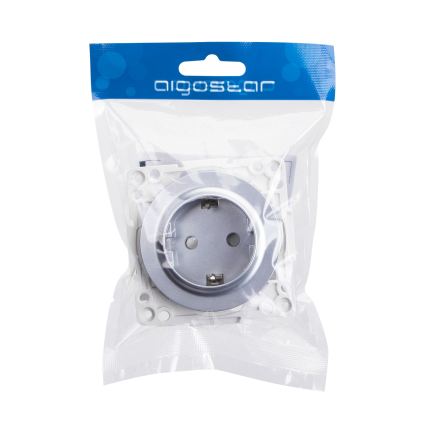 Aigostar - Επιτοίχια πρίζα SCHUKO χωρίς πλαίσιο 250V/16A ασημί