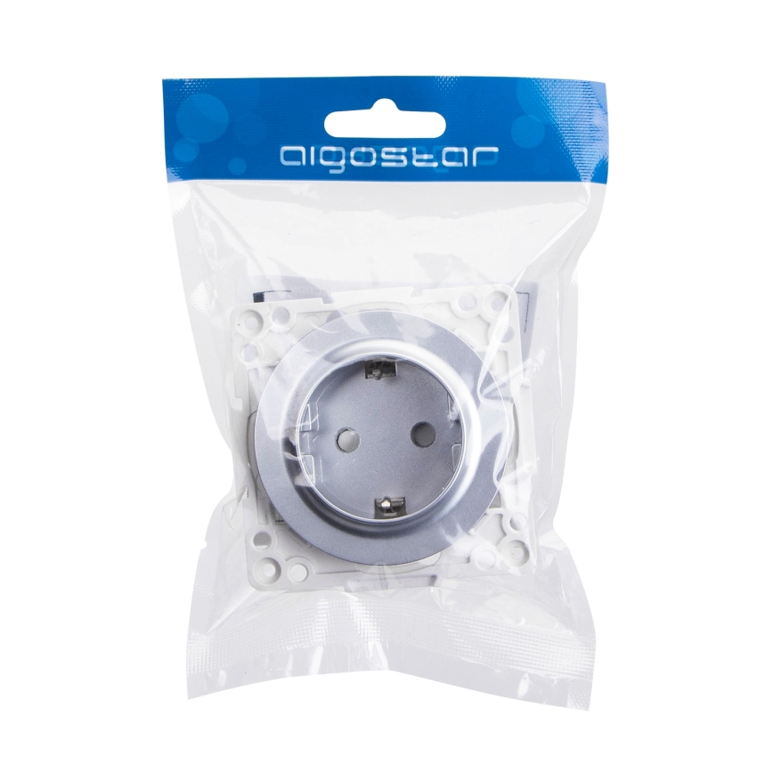 Aigostar - Επιτοίχια πρίζα SCHUKO χωρίς πλαίσιο 250V/16A ασημί
