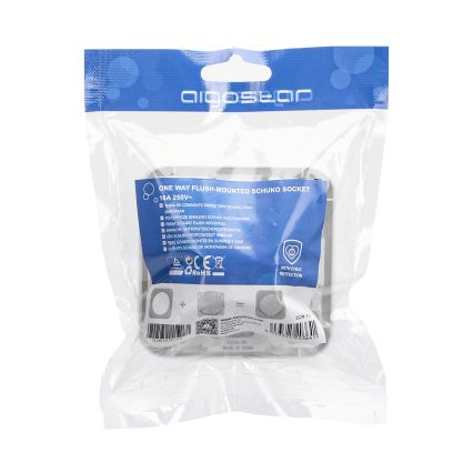 Aigostar - Επιτοίχια πρίζα με πλαίσιο SCHUKO 250V λευκή