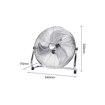Aigostar - Ανεμιστήρας δαπέδου 100W/230V, διάμ. 54 εκ., γυαλιστερό χρώμιο