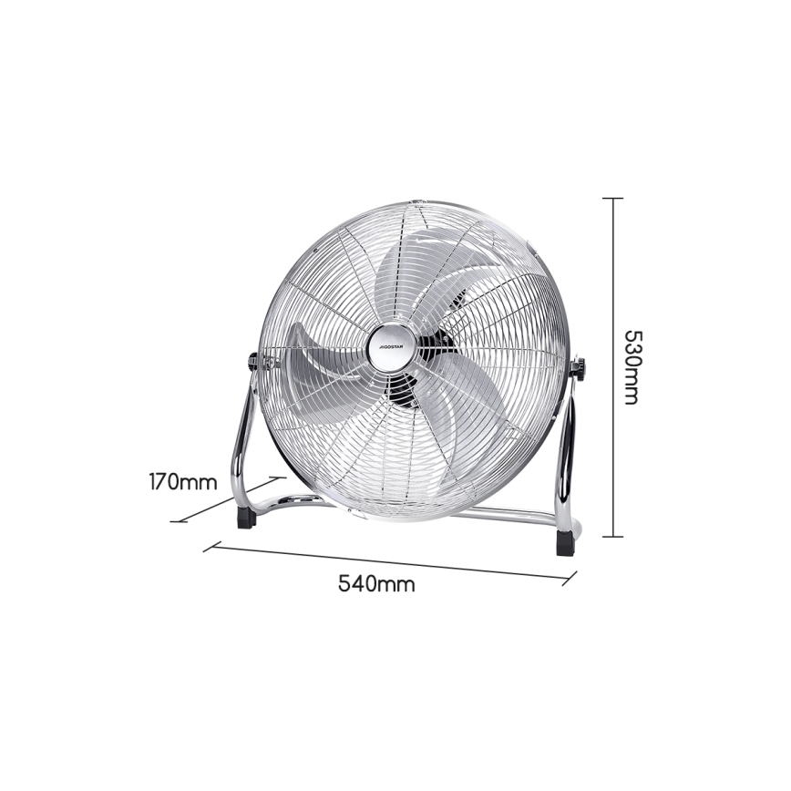 Aigostar - Ανεμιστήρας δαπέδου 100W/230V, διάμ. 54 εκ., γυαλιστερό χρώμιο