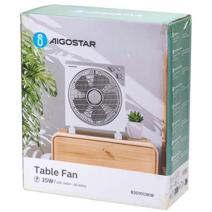 Aigostar - Επιδαπέδιος ανεμιστήρας 35W/230V διάμ. 30 εκ. λευκό/γκρι
