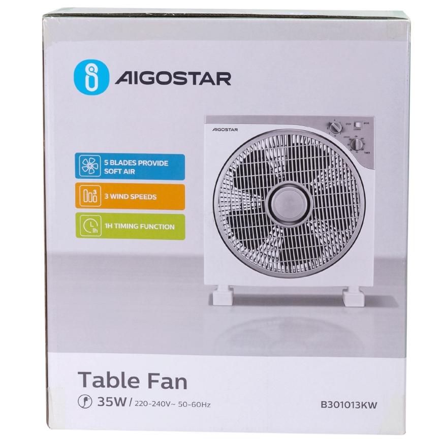 Aigostar - Επιδαπέδιος ανεμιστήρας 35W/230V διάμ. 30 εκ. λευκό/γκρι