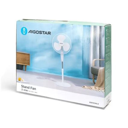 Aigostar - Ανεμιστήρας δαπέδου 40W/230V 123 cm λευκός