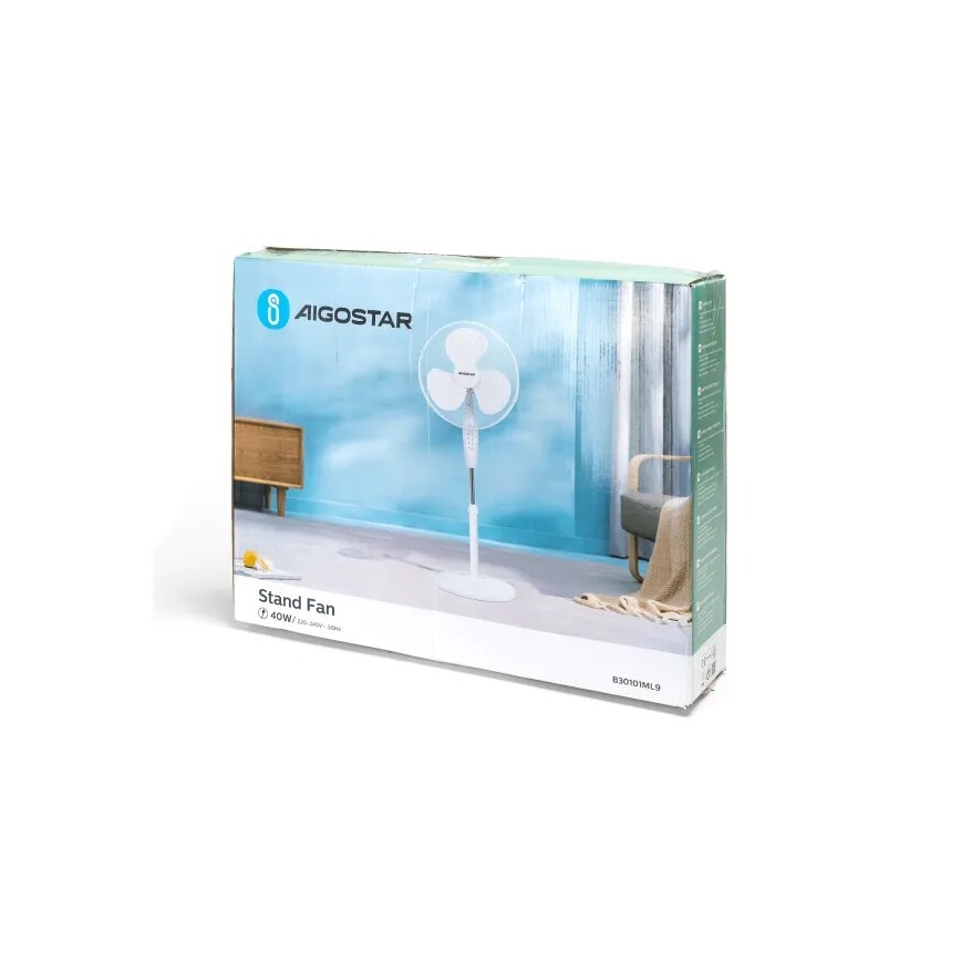 Aigostar - Ανεμιστήρας δαπέδου 40W/230V 123 cm λευκός