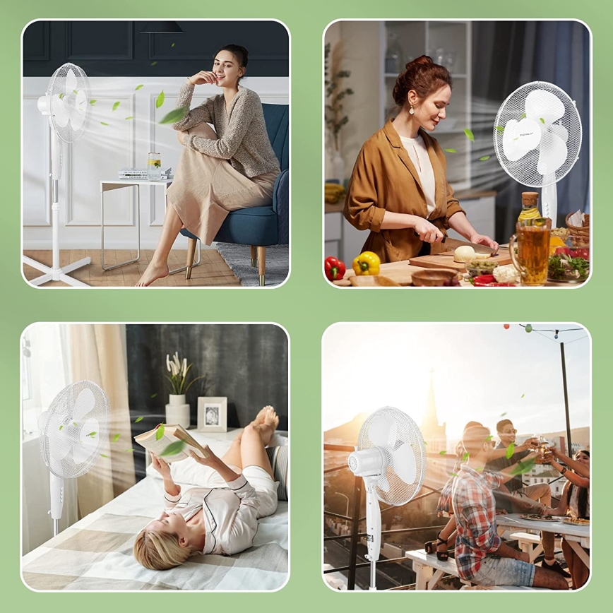 Aigostar - Επιδαπέδιος ανεμιστήρας 45 W/230 V, διάμ. 40 εκ., λευκός