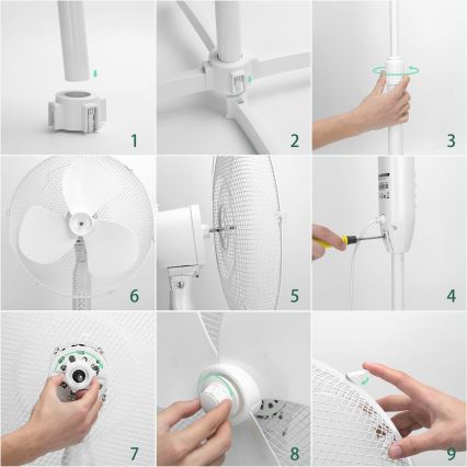Aigostar - Επιδαπέδιος ανεμιστήρας 45 W/230 V, διάμ. 40 εκ., λευκός