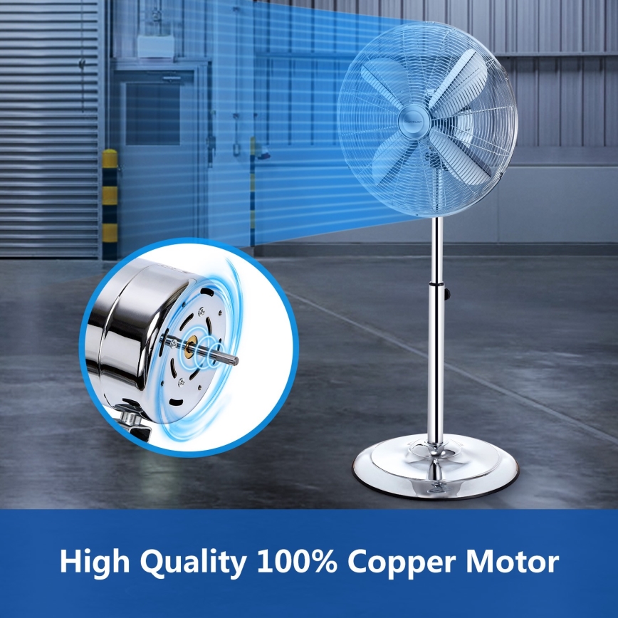 Aigostar - Επιδαπέδιος ανεμιστήρας 50W/230V 44,8 εκ. γυαλιστερό χρώμιο