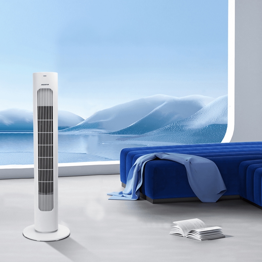 Aigostar - Επιδαπέδιος ανεμιστήρας 50W/230V λευκός με τηλεχειριστήριο