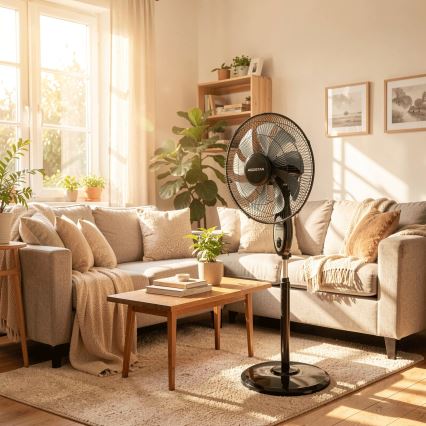 Aigostar - Επιδαπέδιος ανεμιστήρας 55W/230V 130 εκ. μαύρος + τηλεχειριστήριο