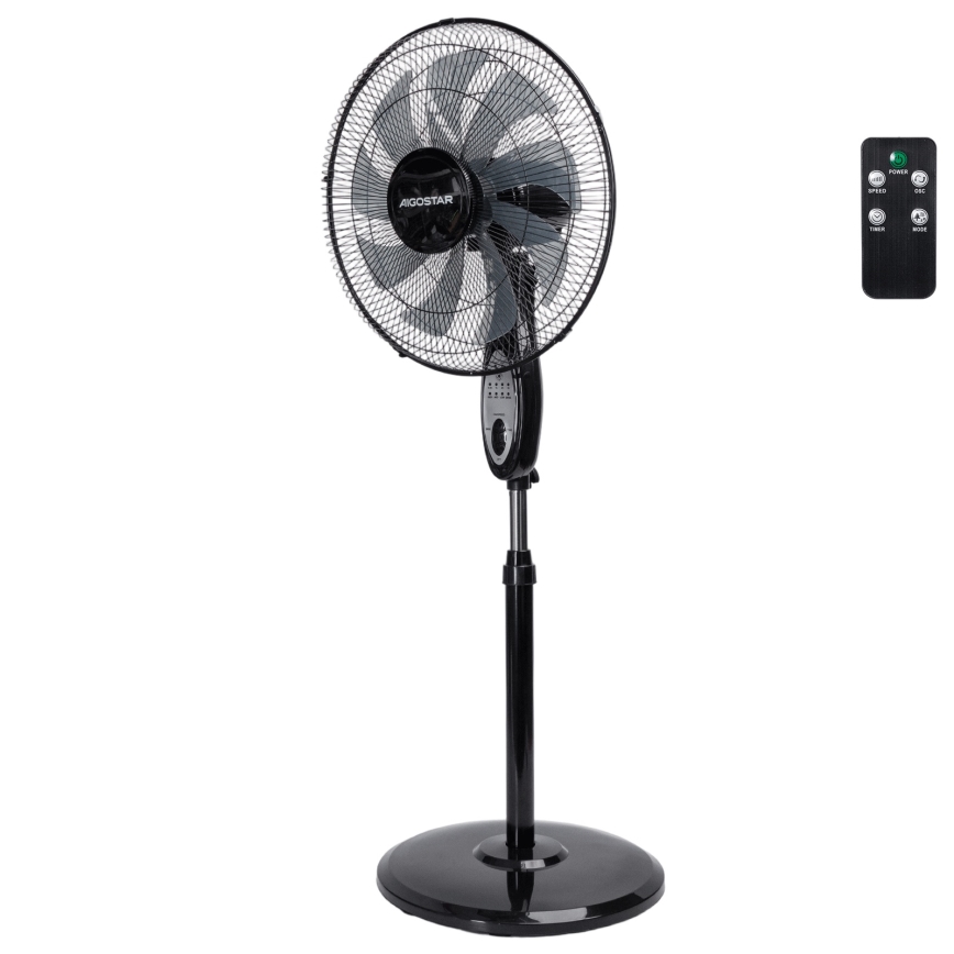 Aigostar - Επιδαπέδιος ανεμιστήρας 55W/230V 130 εκ. μαύρος + τηλεχειριστήριο