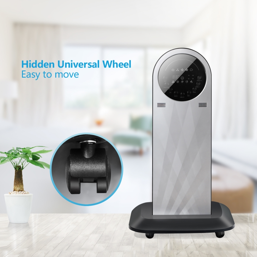 Aigostar - Επιδαπέδιος ανεμιστήρας με εφέ ομίχλης 95W/230V μαύρο/γκρι + τηλεχειριστήριο