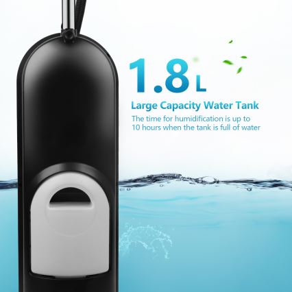 Aigostar - Επιδαπέδιος ανεμιστήρας με εφέ ομίχλης 95W/230V μαύρο/γκρι + τηλεχειριστήριο