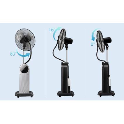 Aigostar - Επιδαπέδιος ανεμιστήρας με εφέ ομίχλης 95W/230V μαύρο/γκρι + τηλεχειριστήριο