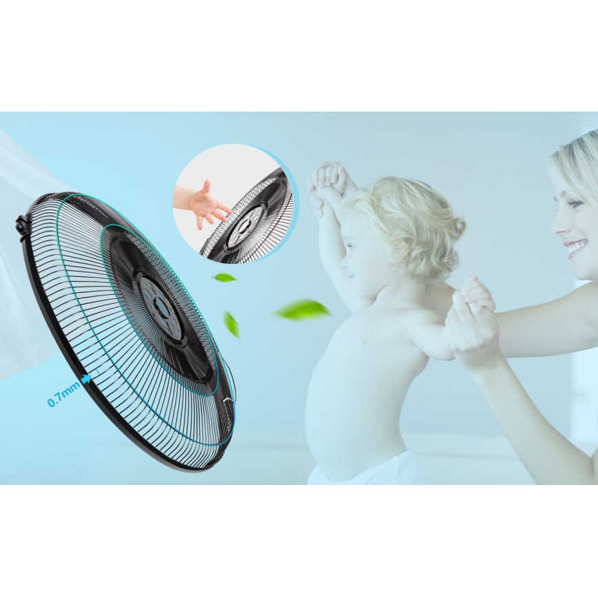 Aigostar - Επιδαπέδιος ανεμιστήρας με εφέ ομίχλης 95W/230V μαύρο/γκρι + τηλεχειριστήριο