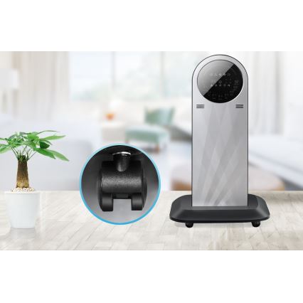 Aigostar - Επιδαπέδιος ανεμιστήρας με εφέ ομίχλης 95W/230V μαύρο/γκρι + τηλεχειριστήριο