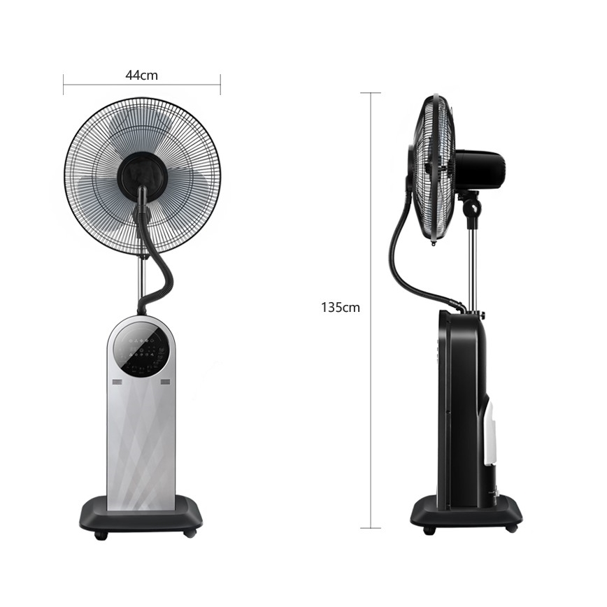 Aigostar - Επιδαπέδιος ανεμιστήρας με εφέ ομίχλης 95W/230V μαύρο/γκρι + τηλεχειριστήριο