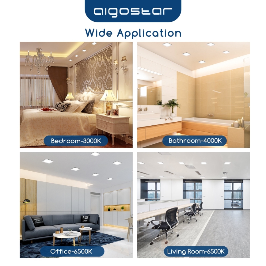 Aigostar - εντοιχισμένο φωτιστικό για ψευδοροφή LED/6W/230V 3000K 12x12 cm λευκό