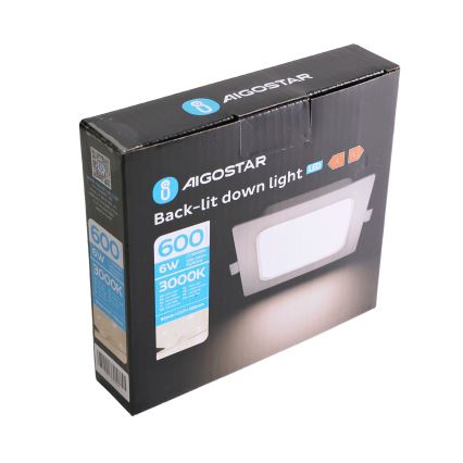Aigostar - εντοιχισμένο φωτιστικό για ψευδοροφή LED/6W/230V 3000K 12x12 cm λευκό
