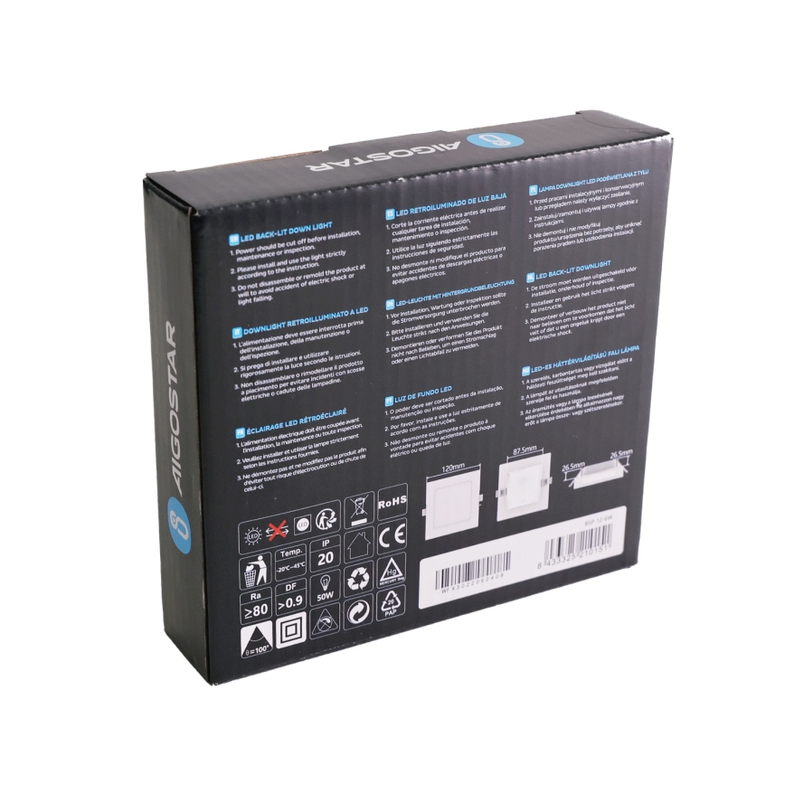 Aigostar - εντοιχισμένο φωτιστικό για ψευδοροφή LED/6W/230V 3000K 12x12 cm λευκό