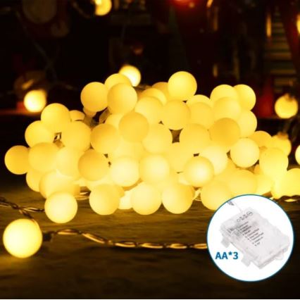 Aigostar - LED γιρλάντα εξωτερικού χώρου 100xLED/3xAA/8 λειτουργίες 10,3 m IP44 θερμό λευκό