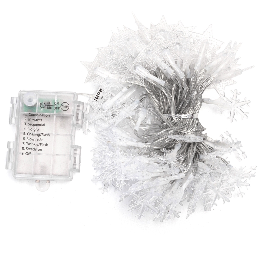 Aigostar - LED εξωτερική γιρλάντα 100xLED/8 λειτουργίες 3xAA 10 m IP44 ψυχρό λευκό