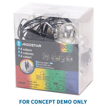 Aigostar - LED εξωτερική διακοσμητική γιρλάντα 80xLED/8 λειτουργίες 5m IP44 ζεστό λευκό