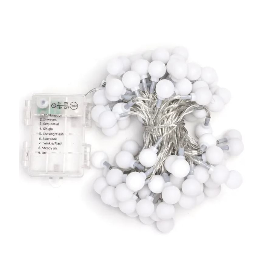 Aigostar - Εξωτερική γιρλάντα LED 100xLED/3xAA/8 λειτουργιών 10,3 m IP44 ψυχρό λευκό