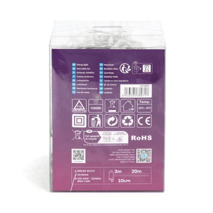 Aigostar - Εξωτερική γιρλάντα LED 200xLED/8 λειτουργίες 23m IP44 ψυχρό λευκό