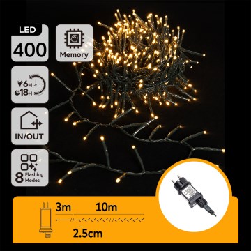 Aigostar - Εξωτερική γιρλάντα LED 400 LED/8 λειτουργίες 13 m IP44 θερμό λευκό