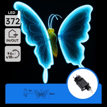 Aigostar - Εξωτερική διακόσμηση LED 372xLED 60 cm IP44 πεταλούδα/μπλε