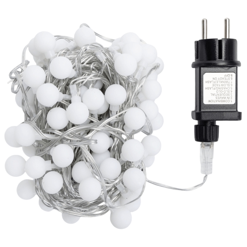 Aigostar - Εξωτερική διακοσμητική γιρλάντα LED 100xLED/8 λειτουργίες 10m IP44 ψυχρό λευκό