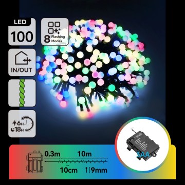 Aigostar - Εξωτερική χριστουγεννιάτικη γιρλάντα LED 100xLED/8 λειτουργίες 10,3 m IP44 πολύχρωμη