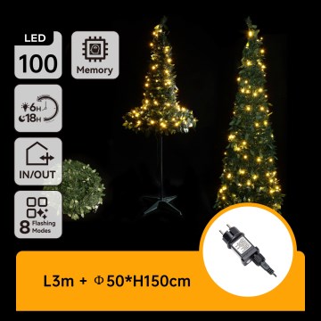 Aigostar - Εξωτερικό χριστουγεννιάτικο δέντρο LED, 100 LED, 1,5 m, IP44, πράσινο, θερμό λευκό