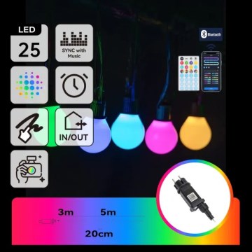 Aigostar - Έξυπνη εξωτερική γιρλάντα LED RGBICW MESH 25 LED 5 m IP44 + τηλεχειριστήριο